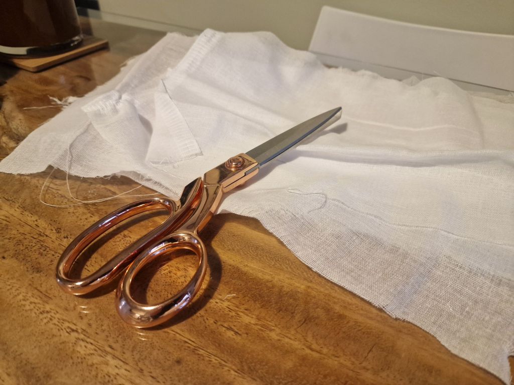 Cut pieces of muslin