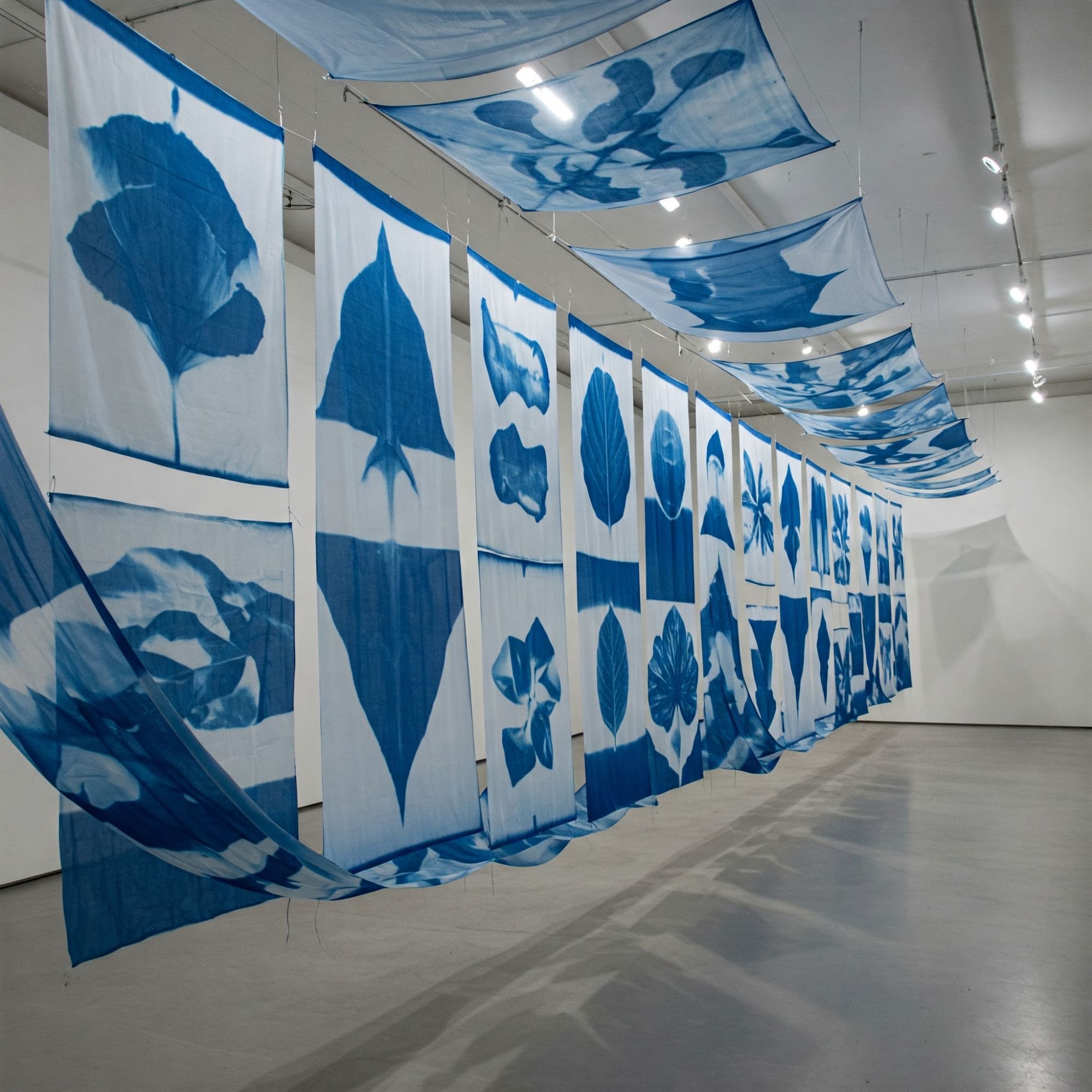 A series of AI generated cyanotypes